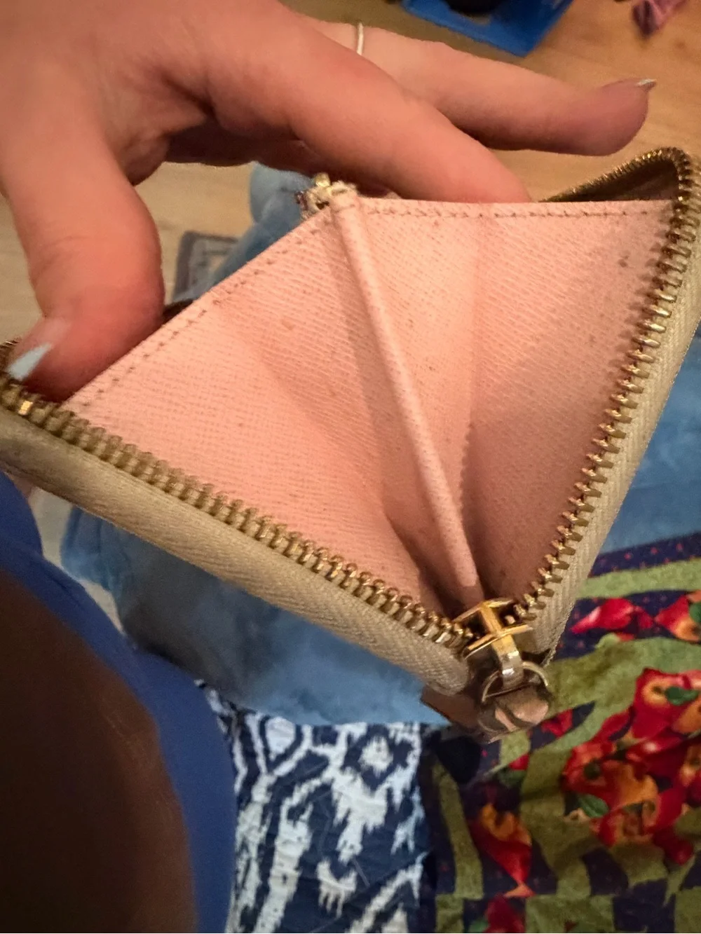 Authentic Louis Vuitton Damier Azur Zippy Wallet Rose Ballerine